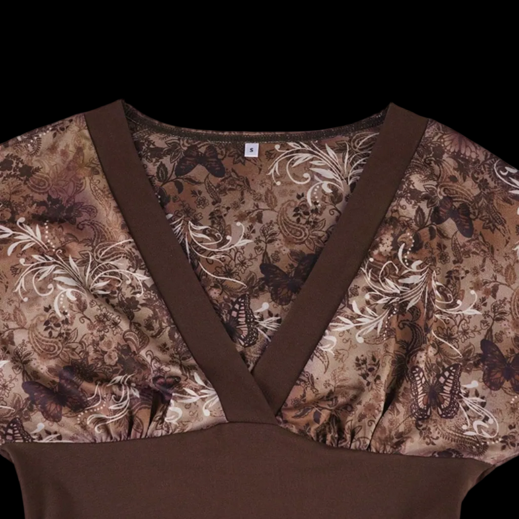 V-neck Patchwork Print 2000s Inspired Shirt