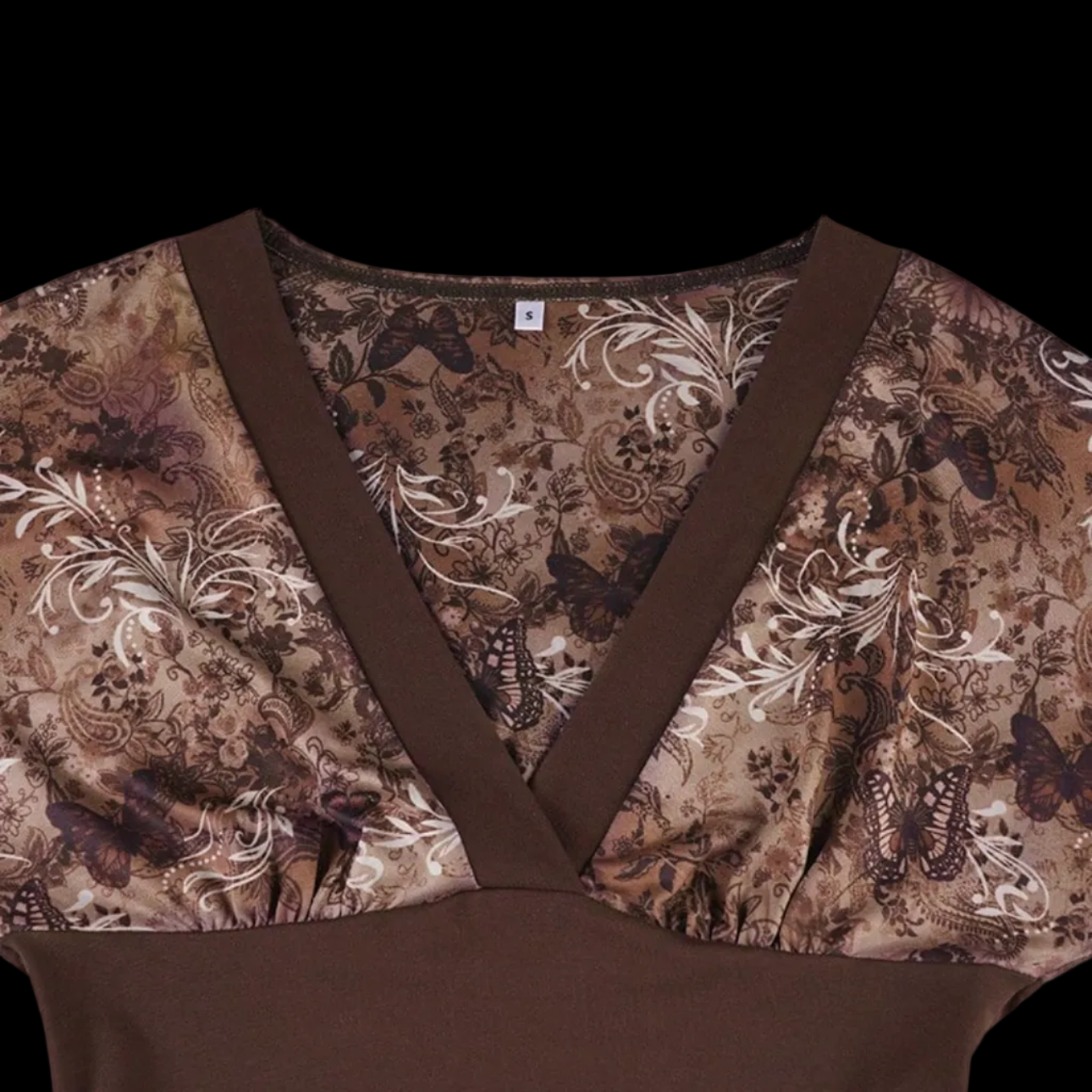 V-neck Patchwork Print 2000s Inspired Shirt