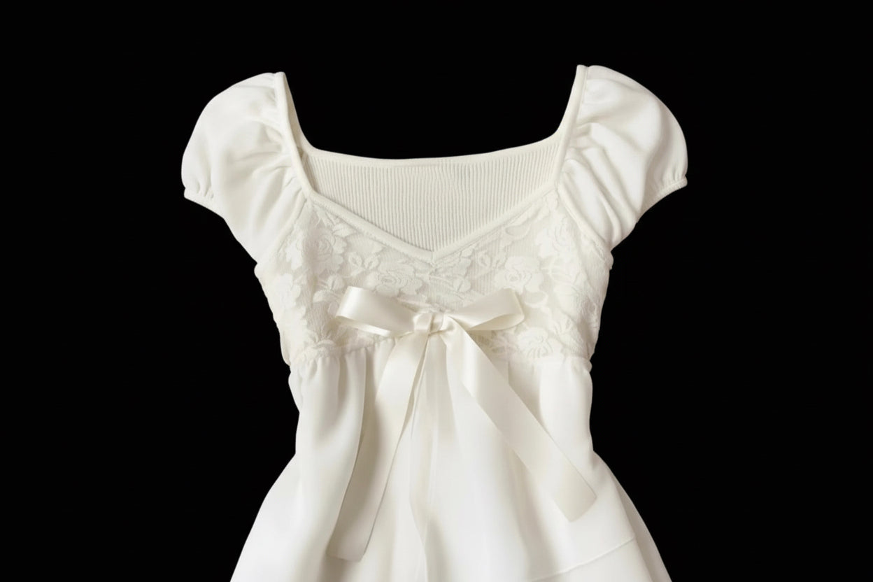 White Ruffle Sweet Blouse★