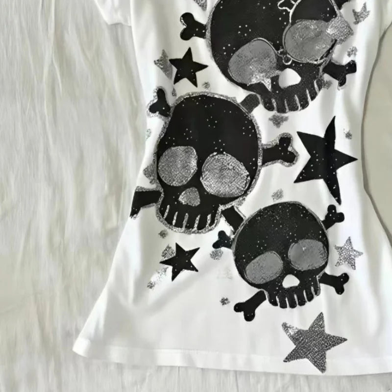 Star Skull Graphic Print T Shirt