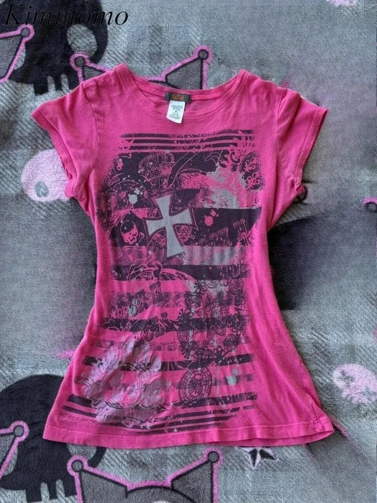 Sexy Cross Printed Short Sleeve