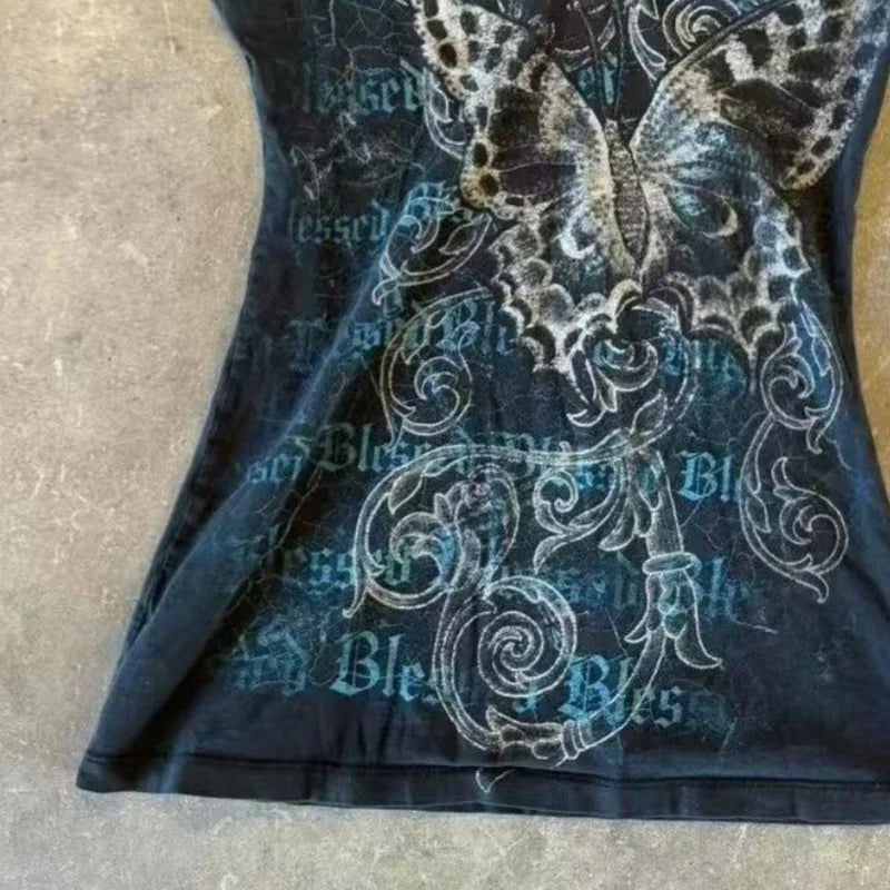 Fairy Cropped Butterfly Printing T Shirts