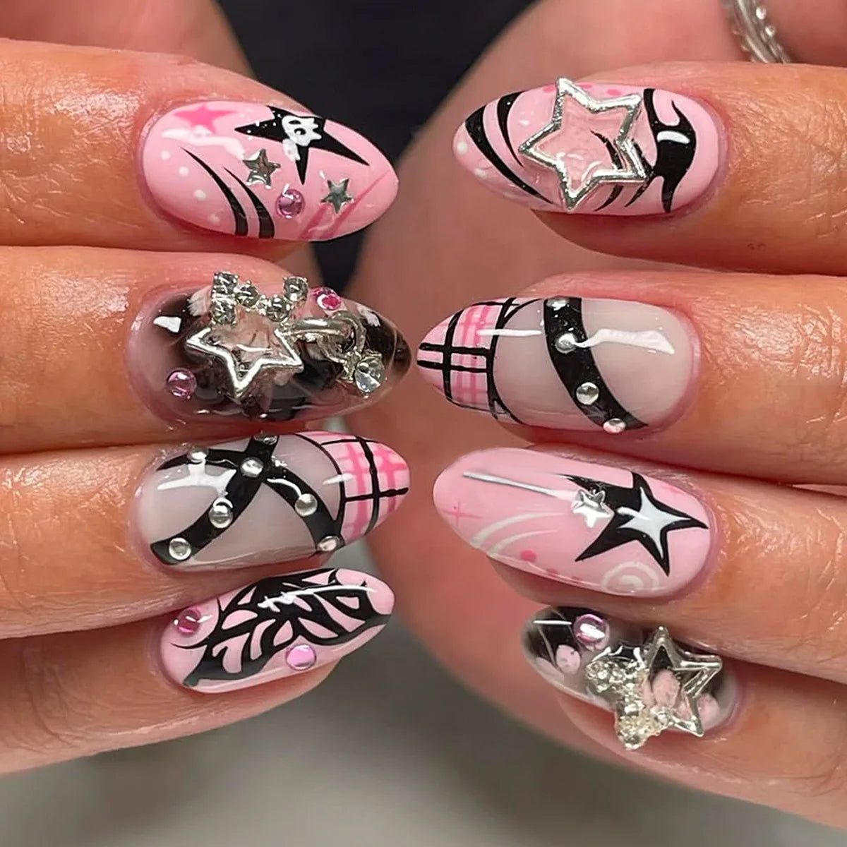 Pink Glossy Pink Almond French Style Spicy Girl Press Ons