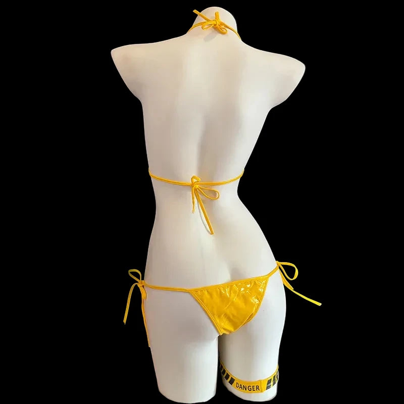 Women Danger Caution Printed Swimsuit it ⚠️