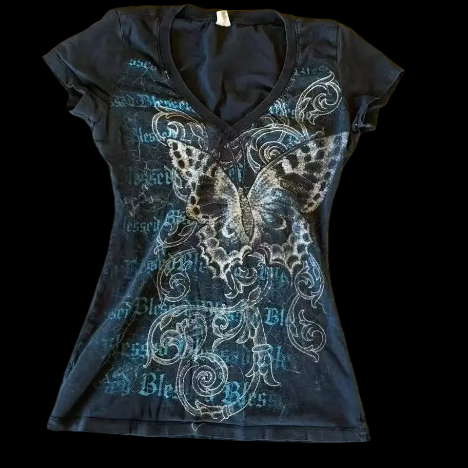 Fairy Cropped Butterfly Printing T Shirts