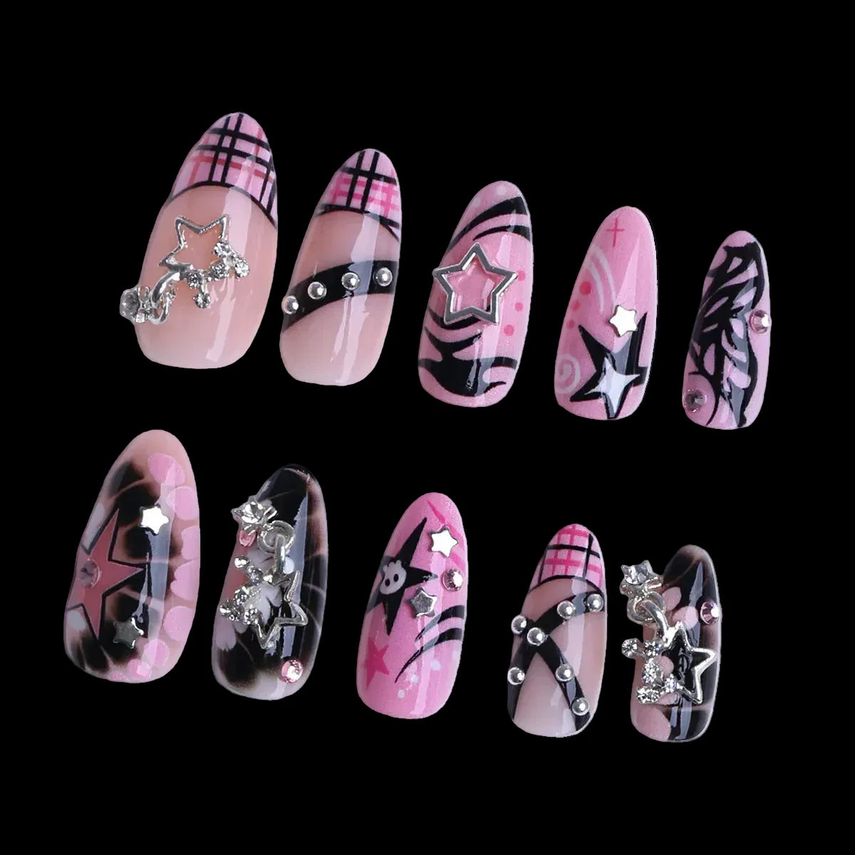 Pink Glossy Pink Almond French Style Spicy Girl Press Ons