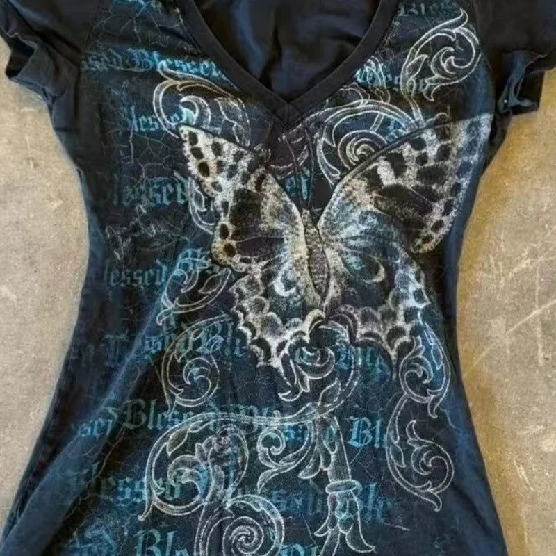 Fairy Cropped Butterfly Printing T Shirts