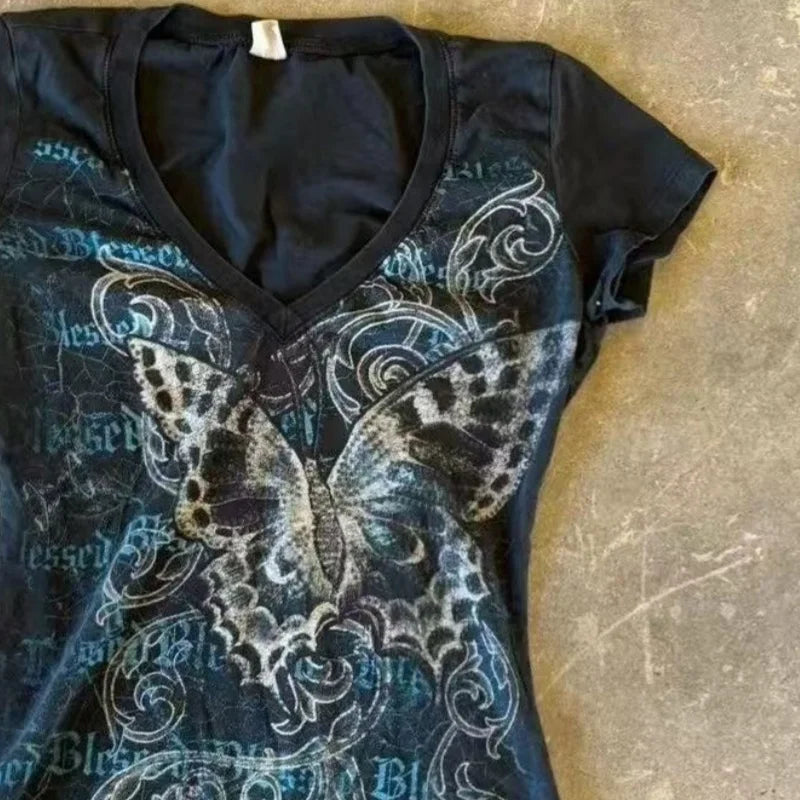 Fairy Cropped Butterfly Printing T Shirts