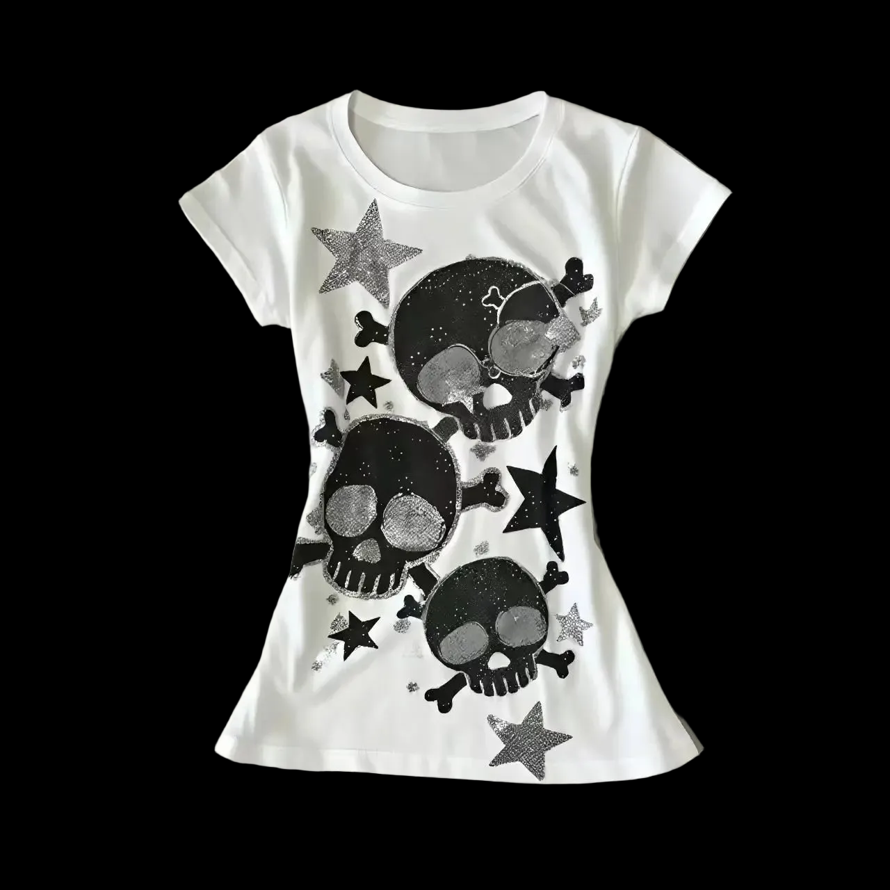 Star Skull Graphic Print T Shirt