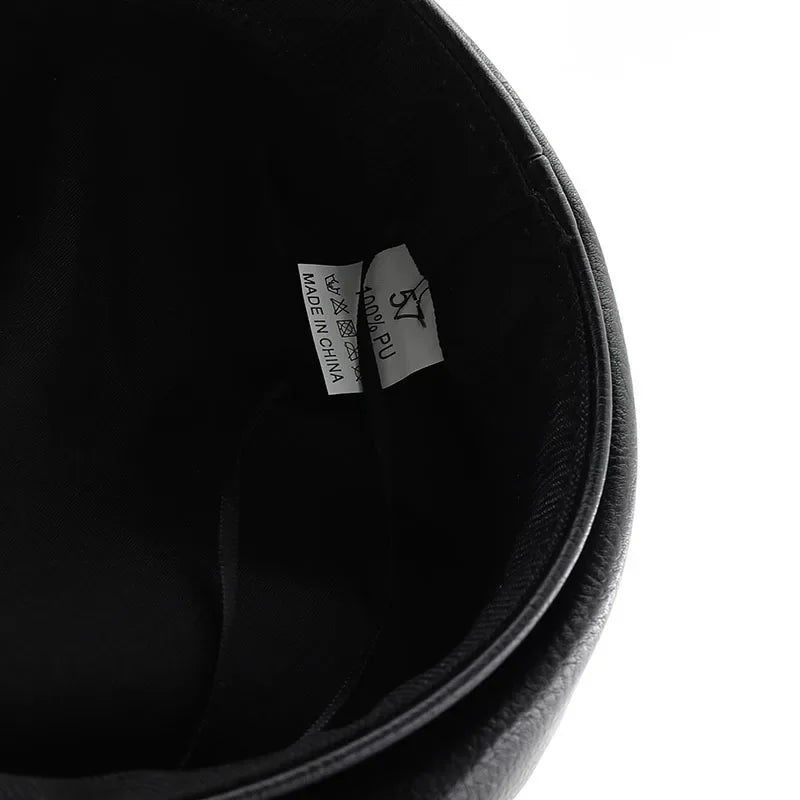 Leather Beret Punk Style ,Flat Top