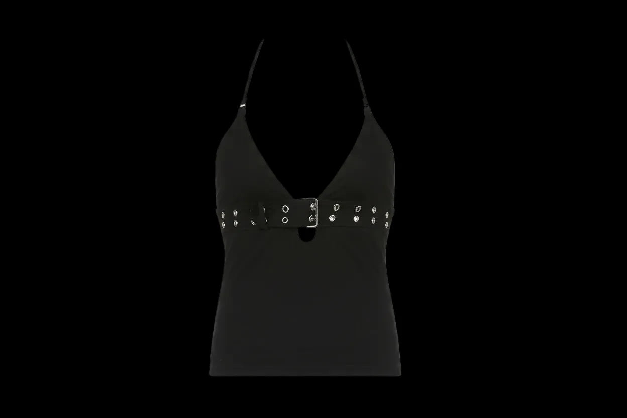 y2k Bandage Crop Top Black Backless  Top