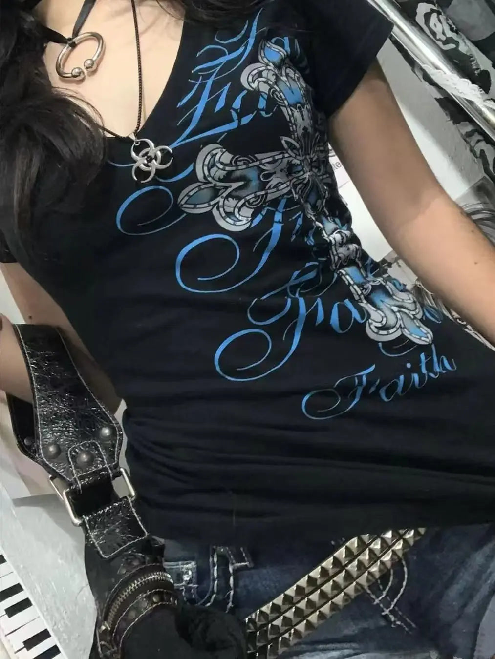 Rock Gothic Streetwear Letter Cross