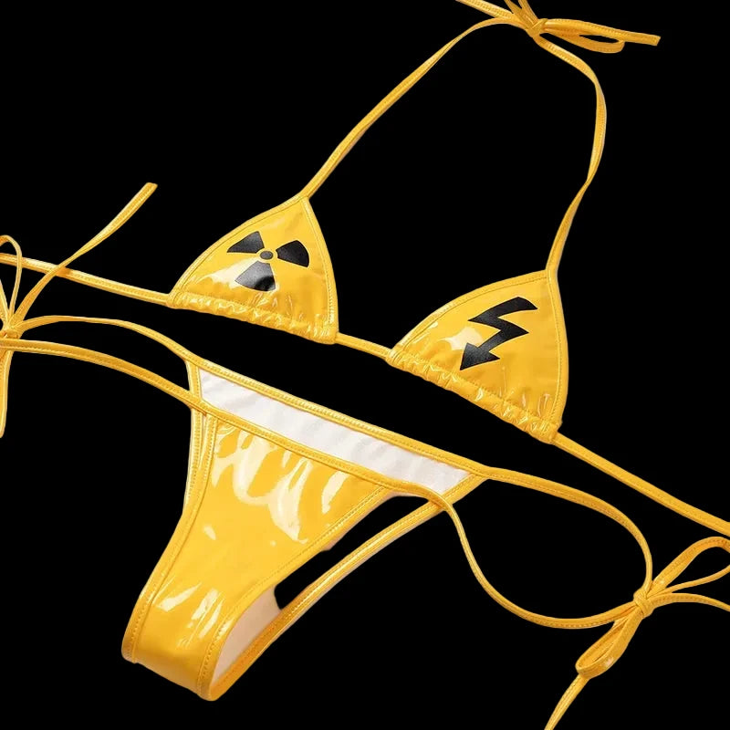 Women Danger Caution Printed Swimsuit it ⚠️