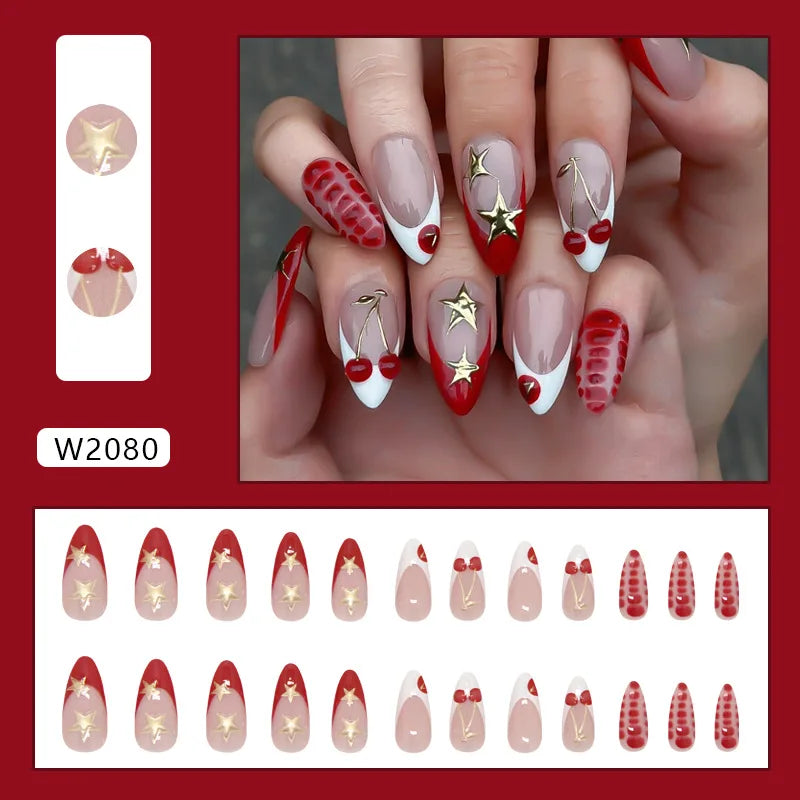 Moon Star Style Swan Pattern Press On Nails