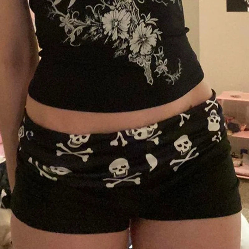 Summer Dark Skull  Low Waist Shorts